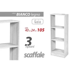 LIBRERIA 3 RIPIANI SCAFFALE 105X40X24CM MENSOLE IN LEGNO BIANCO MODERNO 768934