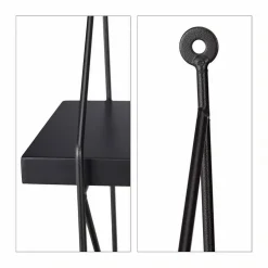 LIBRERIA MENSOLE SCAFFALE PARETE DESIGN MODERNA LEGNO METALLO 2 RIPIANI NERO