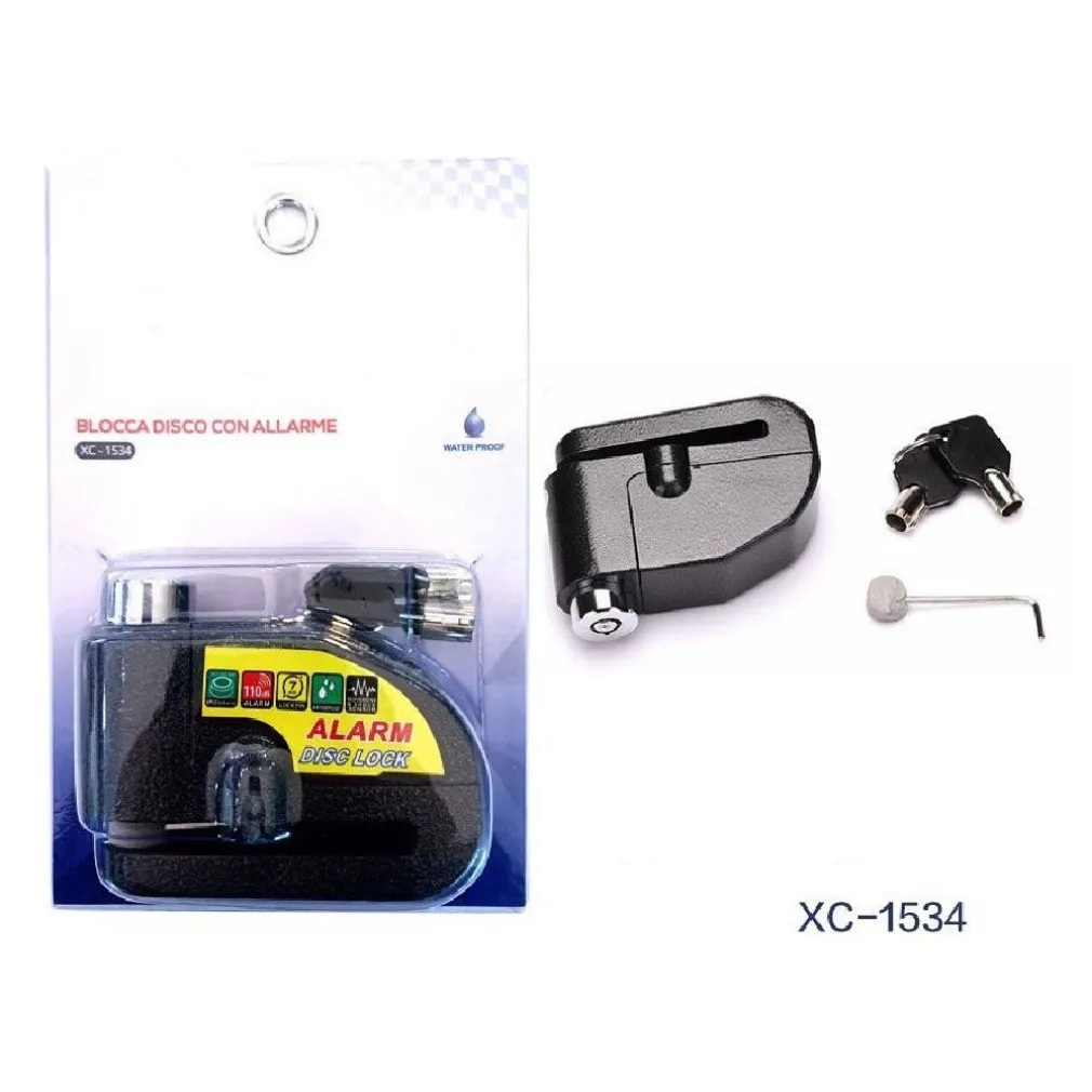 LUCCHETTO ANTIFURTO BLOCCADISCO CON ALLARME SONORO 110DB PER MOTO BICI XC-1534