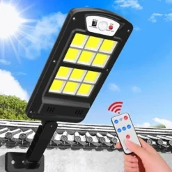 LUCE AD ENERGIA SOLARE SENSORE DI MOVIMENTO A LED STAFFA TELECOMANDO GIARDINO
