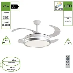 LUCE DECORATIVA VENTILATORE SOFFITTO LUCE LED 6000K 4000K 3000K 400CM 72W CON 3 PALE