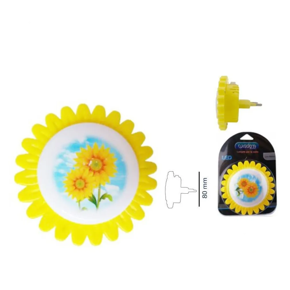 LUCE LED NOTTURNA FORMA FIORE GIALLO LUCE BIANCA LAMPADA CAMERETTA BIMBI DT-2188
