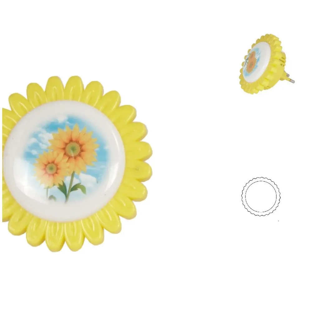 LUCE LED NOTTURNA FORMA FIORE GIALLO LUCE BIANCA LAMPADA CAMERETTA BIMBI DT-2188