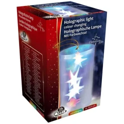 LUCE NATALIZIA OLOGRAFICA 10 LED TUBO A CILINDRO STELLE A BATTERIA DECORAZIONE