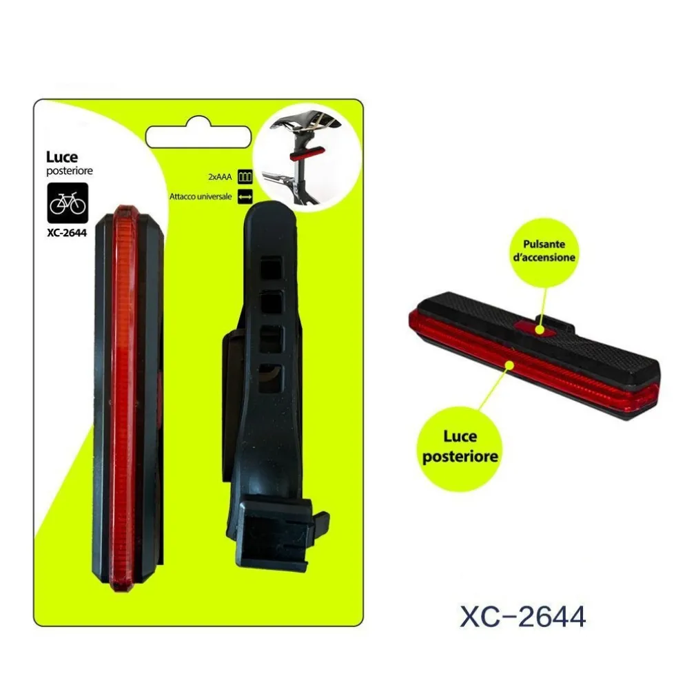 LUCE POSTERIORE A BATTERIA PER BICI FANALE BICICLETTA ATTACCO UNIVERSALE XC-2644