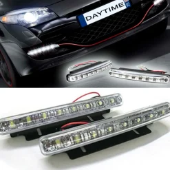 LUCI AUTO 8 LED PER FANALE DAYTIME - DIURNE WATERPROOF DC 12V PARAURTI AUTO