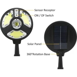 LUCI DA GIARDINO SOLARE A LED RICARICA RAPIDA COB ILLUMINAZIONE STRADALE ESTERNO
