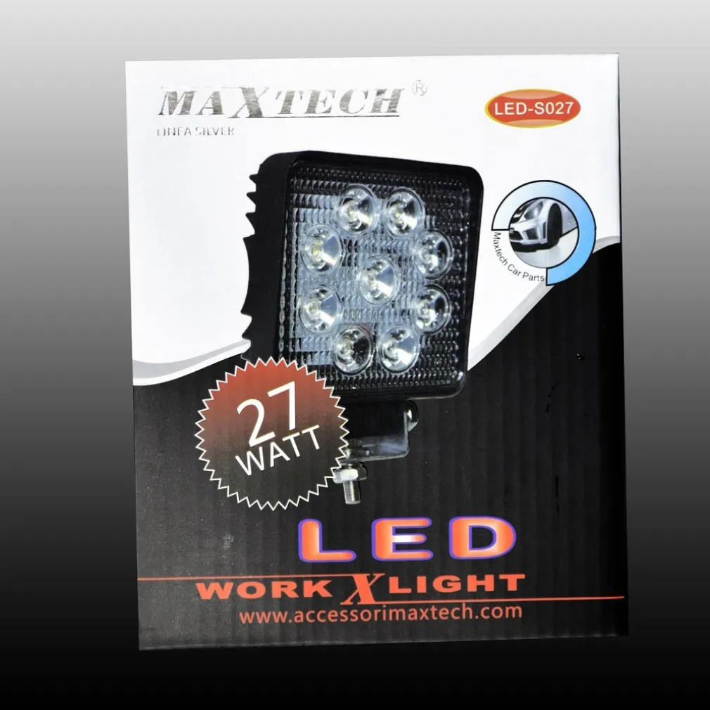 LUCI DI LAVORO 27W A LED DA FARO QUADRATO PER AUTO FUORISTRADA MAXTECH LED-S027