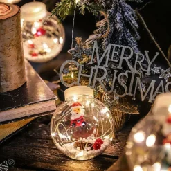 LUCI DI NATALE 10 SFERE BABBO NATALE TENDA NATALIZIA LUMINOSA LUCE BIANCA FREDDA