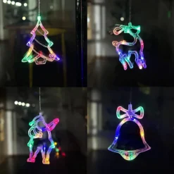 LUCI DI NATALE A BATTERIA CON VENTOSA TENDA LUMINOSA X VETRO FINESTRA MULTICOLOR