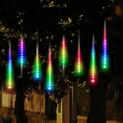 LUCI DI NATALE DA ESTERNO NATALIZIE LED EFFETTO PIOGGIA STELLA CADENTE MULTICOLOR