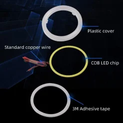 LUCI LED PER AUTO A CERCHIO 90MM OCCHIO D'ANGELO 12V ANGEL EYE 2PZ MAXTECH EYE-02