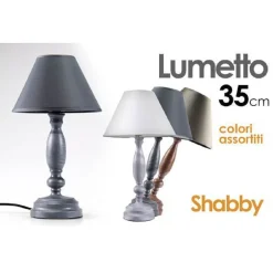 LUMETTO 35CM SHABBY CHIC LAMPADA DA TAVOLO SCRIVANIA ABAT JOUR COLORI ASS 679469