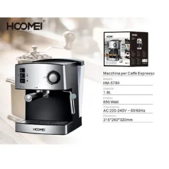 MACCHINA PER CAFFÈ ESPRESSO 850 WATT 1.6LT CAPPUCCINO SYSTEM 15 BAR CORPO INOX