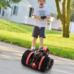 MACCHINA RADIOCOMANDATA 5 RUOTE ROTAZIONE 360° AUTO GIOCATTOLO CON LUCI