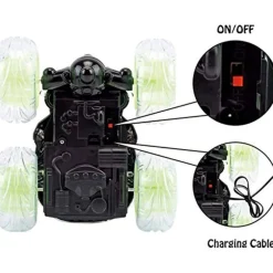MACCHINA RADIOCOMANDATA ROTAZIONE A 360° GIOCATTOLO CON ACROBAZIONE LUCI E SUONI
