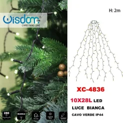 MANTELLO CATENA LUMINOSA 280 LED 10X28 LUCI IP44 LUCE BIANCA CAVO VERDE XC-4836