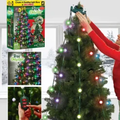 MANTELLO LUMINOSO ADDOBBI PER ALBERO DI NATALE 64 LAMPADINE LED CON TELECOMANDO