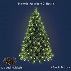 MANTELLO RETE MINILUCCIOLE PER ALBERO DI NATALE 320 LUCI LED MULTICOLORE
