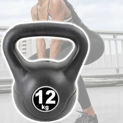 MANUBRIO KETTLEBELL DA 12 KG PESO CON MANIGLIA GINNASTICA FITNESS ERGONOMICO