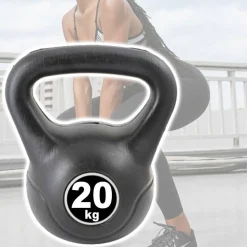 MANUBRIO KETTLEBELL DA 20 KG PESO CON MANIGLIA GINNASTICA FITNESS ERGONOMICO