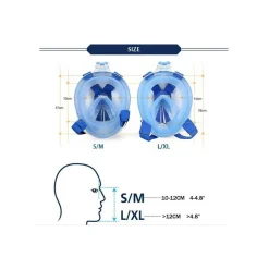 MASCHERA DA IMMERSIONE SUBACQUEA SNORKELING BOCCAGLIO FULL FACE CON VISIONE 180°