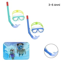 MASCHERA DA SNORKELING CON BOCCAGLIO BAMBINI FUN 3-6 ANNI COLORI ASSORTITI 24018