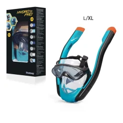 MASCHERA L/XL CON 2 BOCCAGLI DA SNORKELING SUB PER MARE PISCINA HYDRO-PRO 24058