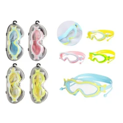 MASCHERA OCCHIALINI CON TAPPI DA NUOTO PISCINA ESTATE 16X10CM VARI COLORI 605426
