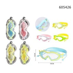 MASCHERA OCCHIALINI CON TAPPI DA NUOTO PISCINA ESTATE 16X10CM VARI COLORI 605426