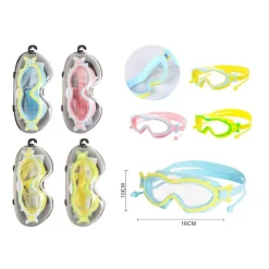 MASCHERA OCCHIALINI CON TAPPI DA NUOTO PISCINA ESTATE 16X10CM VARI COLORI 605426