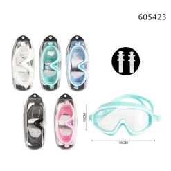 MASCHERA OCCHIALINI TAPPI NUOTO MARE SPIAGGIA ESTATE 16X10CM VARI COLORI 605423