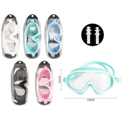 MASCHERA OCCHIALINI TAPPI NUOTO MARE SPIAGGIA ESTATE 16X10CM VARI COLORI 605423