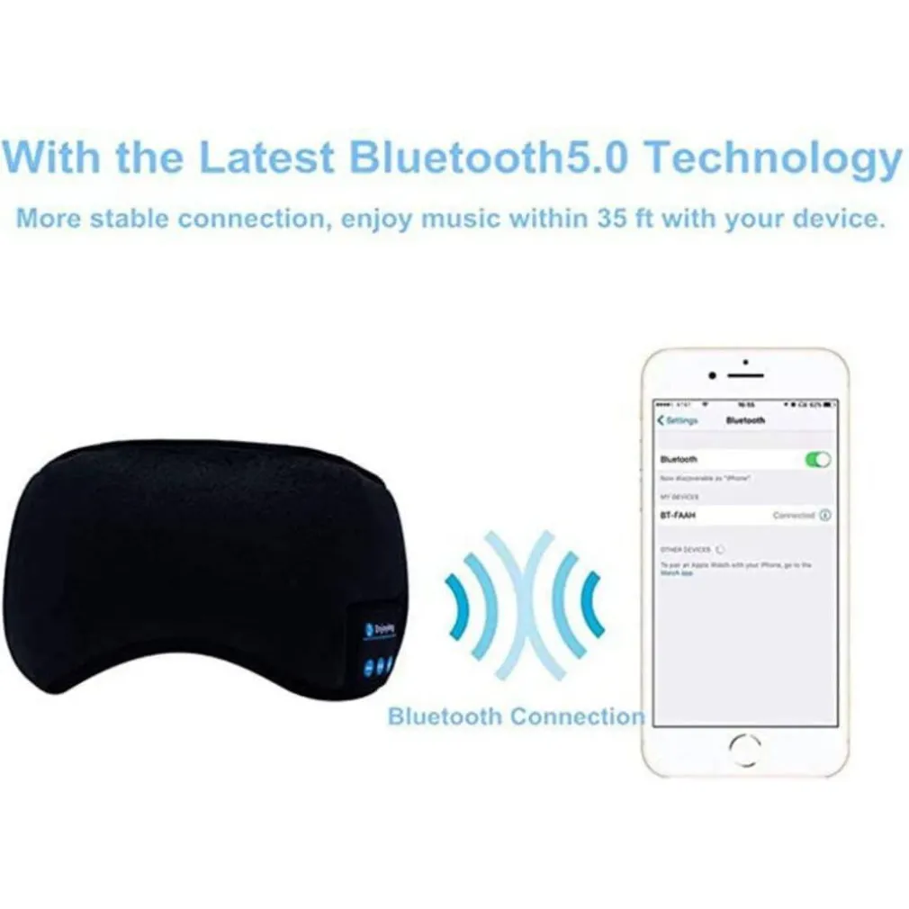 MASCHERINA OCCHI PER DORMIRE CON CUFFIE WIRELESS INTEGRATE BLUETOOTH 5.0 MORBIDA