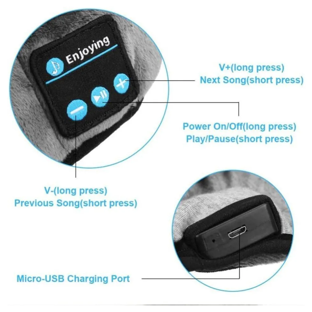 MASCHERINA OCCHI PER DORMIRE CON CUFFIE WIRELESS INTEGRATE BLUETOOTH 5.0 MORBIDA