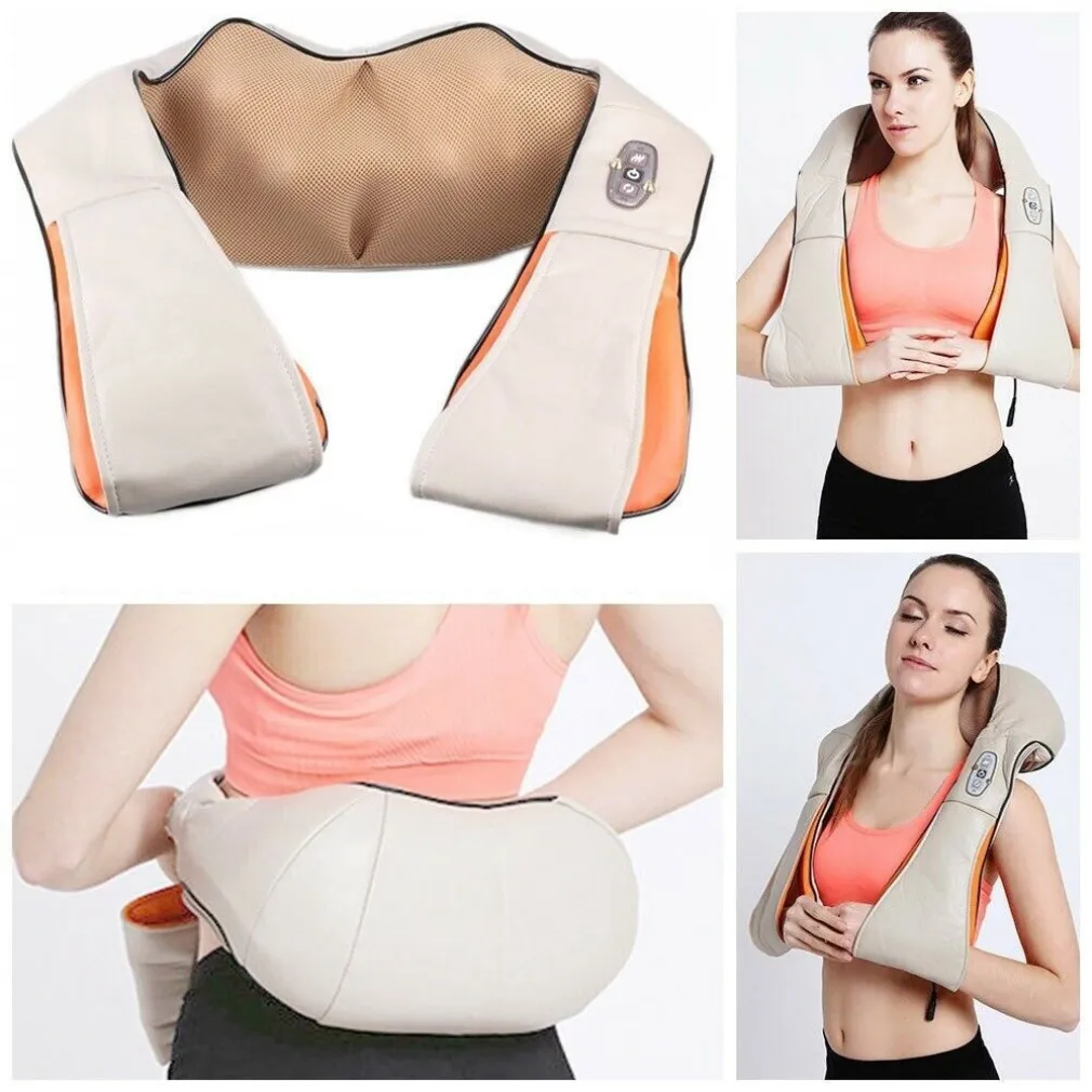 MASSAGGIATORE CERVICALE SHIATSU ROTANTE COLLO GAMBE SCHIENA RISCALDANTE