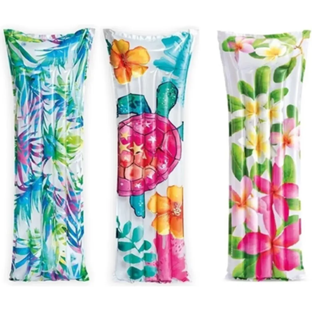 MATERASSINO AD ARIA GONFIABILE GALLEGGIANTE FANTASIA FLORALE TROPICALE 183X69CM 019961