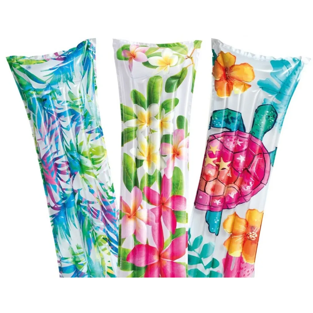 MATERASSINO AD ARIA GONFIABILE GALLEGGIANTE FANTASIA FLORALE TROPICALE 183X69CM 019961