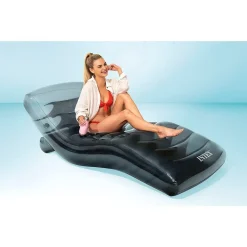 MATERASSINO COOL GREY LOUNGE TRASPARENTE GONFIABILE 191X99 CM PORTABIBITE 56875