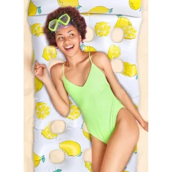 MATERASSINO GALLEGGIANTE GONFIABILE CON POGGIATESTA PISCINA DESIGN LIMONI 180X88CM 628530