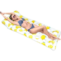 MATERASSINO GALLEGGIANTE GONFIABILE CON POGGIATESTA PISCINA DESIGN LIMONI 180X88CM 628530