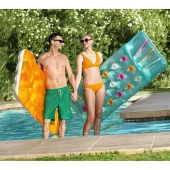 MATERASSINO GONFIABILE 18 BUCHI FASHION MARE PISCINA TRAPARENTE COLORATO 188X71CM 019951