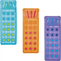 MATERASSINO GONFIABILE CON CUSCINO 18 BUCHI 188X71 CM 3 COLORI ESTATE PISCINA MARE 43015