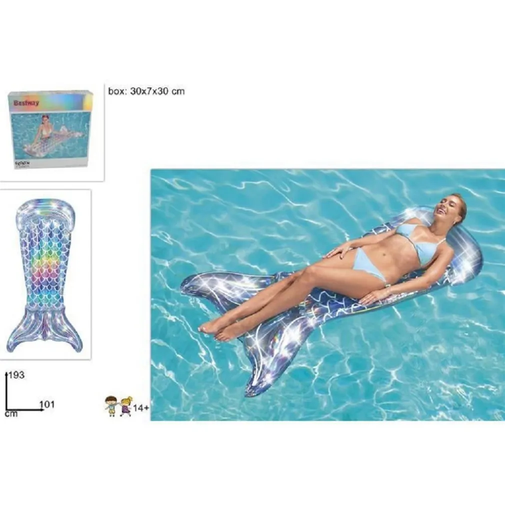 MATERASSINO GONFIABILE FASHION CODA A SIRENA IRIDESCENTE 193X101CM PISCINA 43413