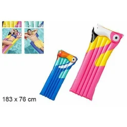 MATERASSINO GONFIABILE MARE PISCINA SPIAGGIA STAMPA UCCELLO TROPICALE 183X76CM