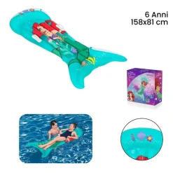MATERASSINO GONFIABILE SIRENETTA 158X81 CM CON MANIGLIE PER BAMBINE PISCINA 9101F