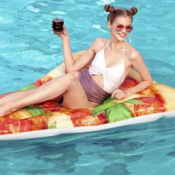 MATERASSINO GONFIABILE STAMPA SPICCHIO PIZZA PARTY PER MARE PISCINA 188 X 130 CM