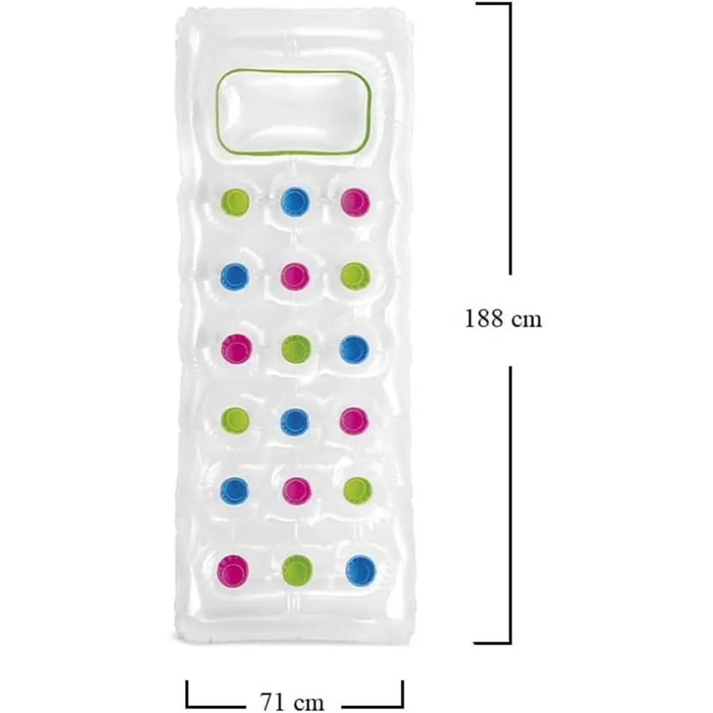 MATERASSINO GONFIABILE 188X71CM TRASPARENTE CON 18 FORI MATERASSO PISCINA MARE 019966