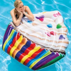 MATERASSINO ISOLA GONFIABILE STAMPA CUPCAKE IN PVC MARE PISCINA 142X135CM