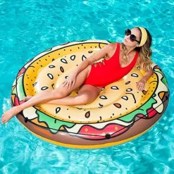 MATERASSINO ISOLA GONFIABILE STAMPA HAMBURGER PVC MARE PISCINA 150 CM